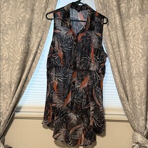 Torrid Black and Orange Leaf Print Blouse